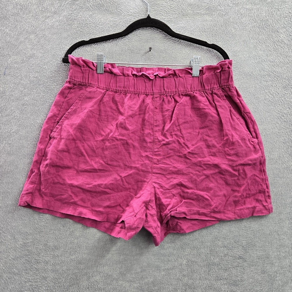 Isaac Mizrahi Women Shorts L Pink Linen 3" Inseam